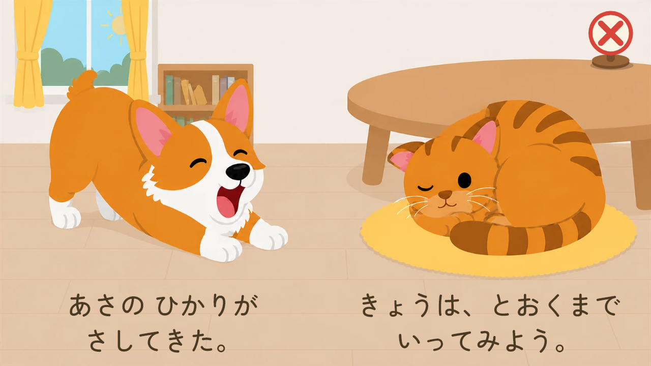 犬と猫のお話を読める、えほんの開発中画面